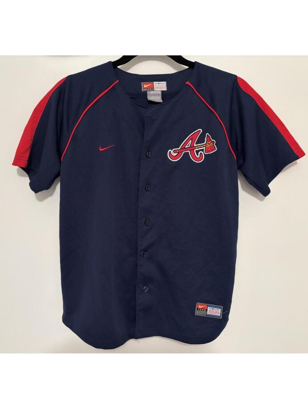 Vintage Nike MLB Atlanta Braves Chipper Jones Retro Jersey Youth Sz Medium 12/14
